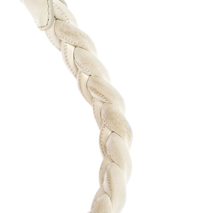 Pre Owned Miu Miu White Matelassé Leather Turn Lock Tote