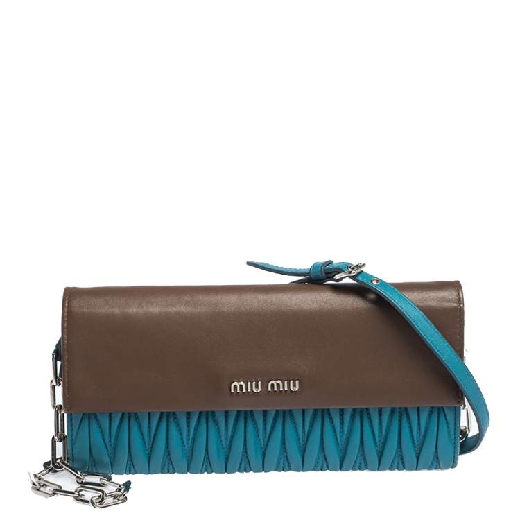 Double zip wallet discount with chain miu miu