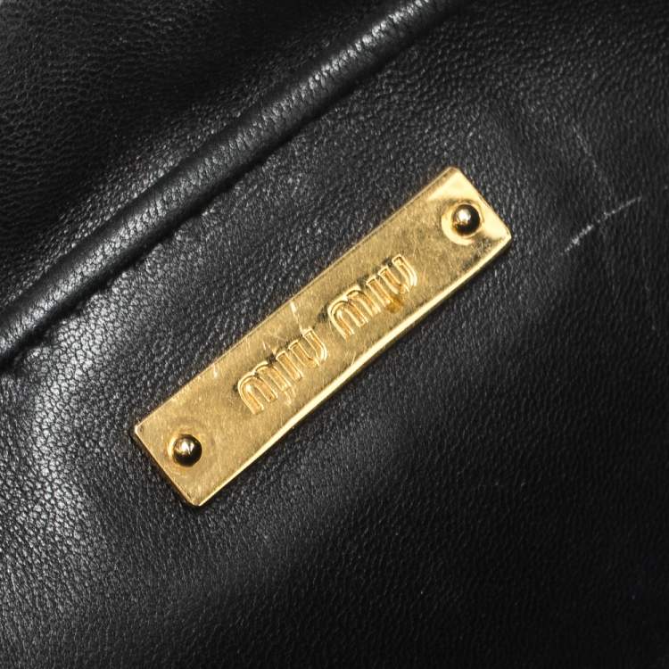 Pre Owned  Miu Miu Black Matelasse Leather Clutch Bag