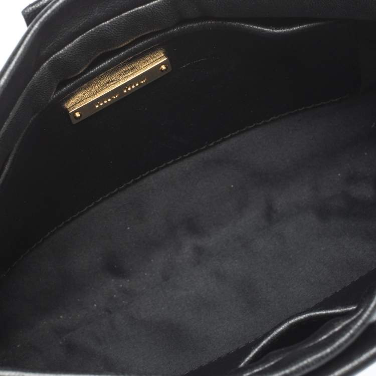 Pre Owned  Miu Miu Black Matelasse Leather Clutch Bag