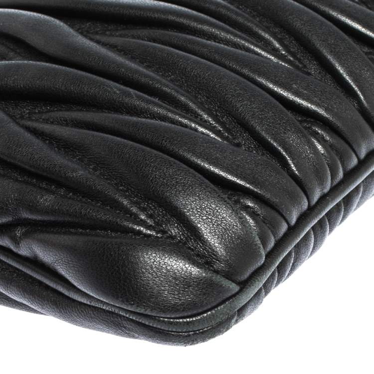Pre Owned  Miu Miu Black Matelasse Leather Clutch Bag