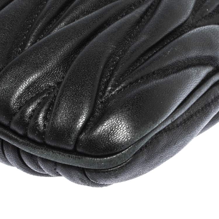 Pre Owned  Miu Miu Black Matelasse Leather Clutch Bag