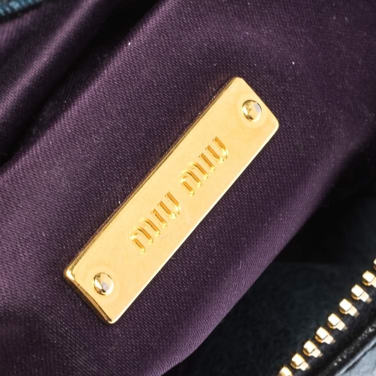 Pre Owned Miu Miu Blue Leather Bow Satchel