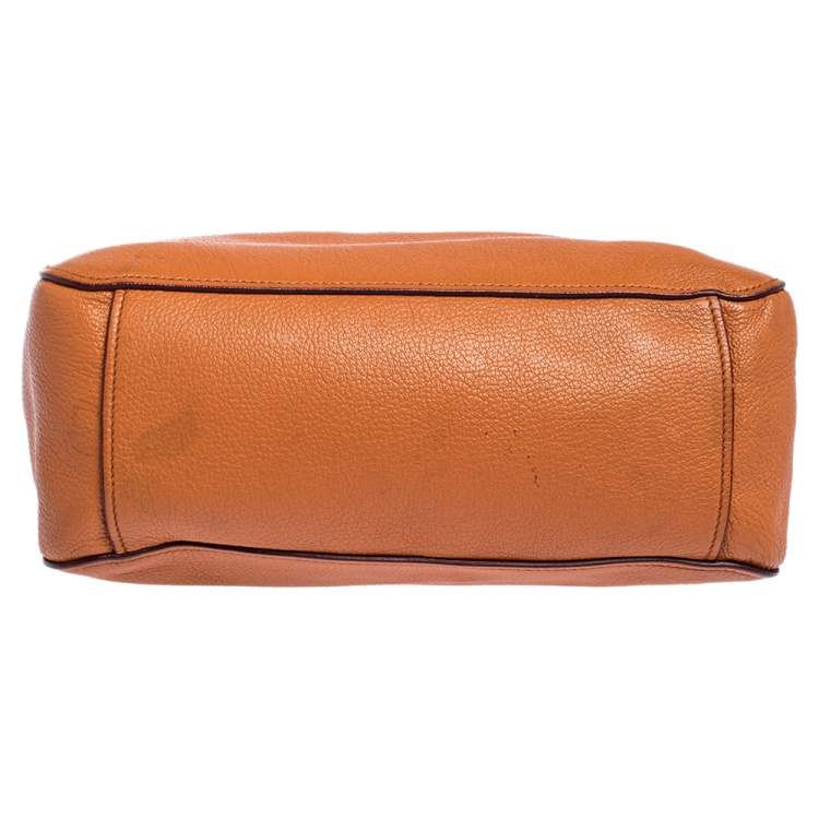 Pre Owned Miu Miu Orange Madras Leather Shopping Tote