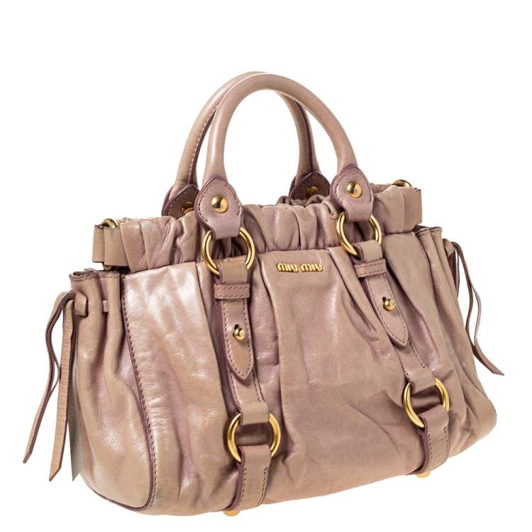 Pre Owned Miu Miu Beige Leather Two Way Satchel