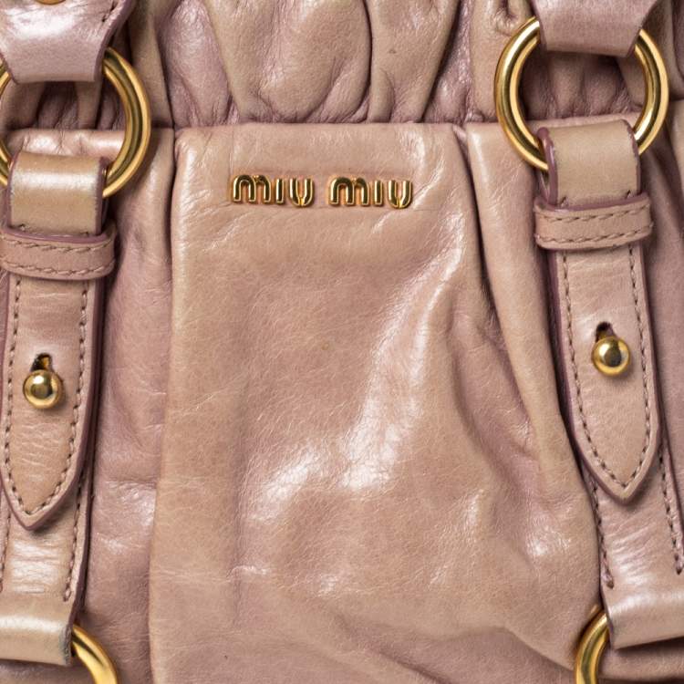 Pre Owned Miu Miu Beige Leather Two Way Satchel