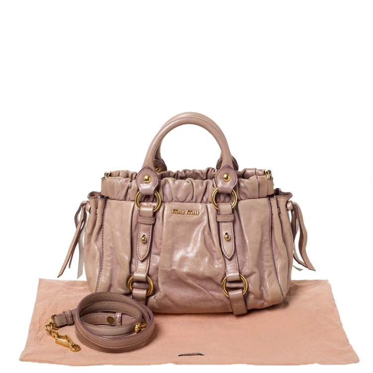 Pre Owned Miu Miu Beige Leather Two Way Satchel