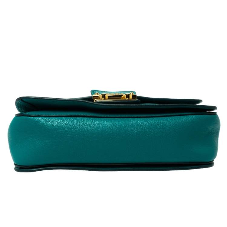 Pre Owned Miu Miu Green Leather Madras Top Handle Bag