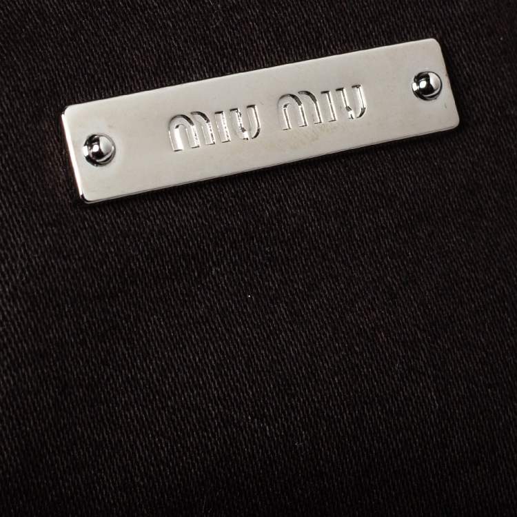 Pre Owned Miu Miu Two Tone Grey Matelassé Leather Crystal Flap Shoulder Bag