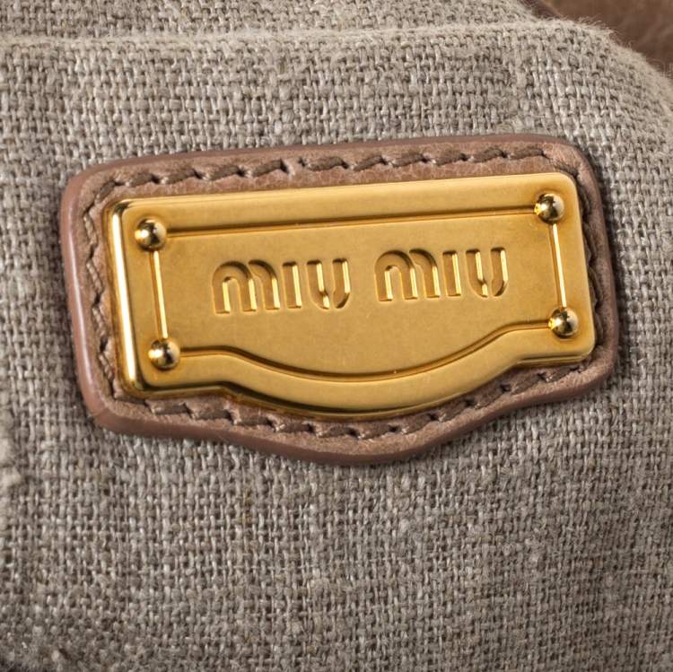 Pre Owned Miu Miu Beige Perforated Leather Tote