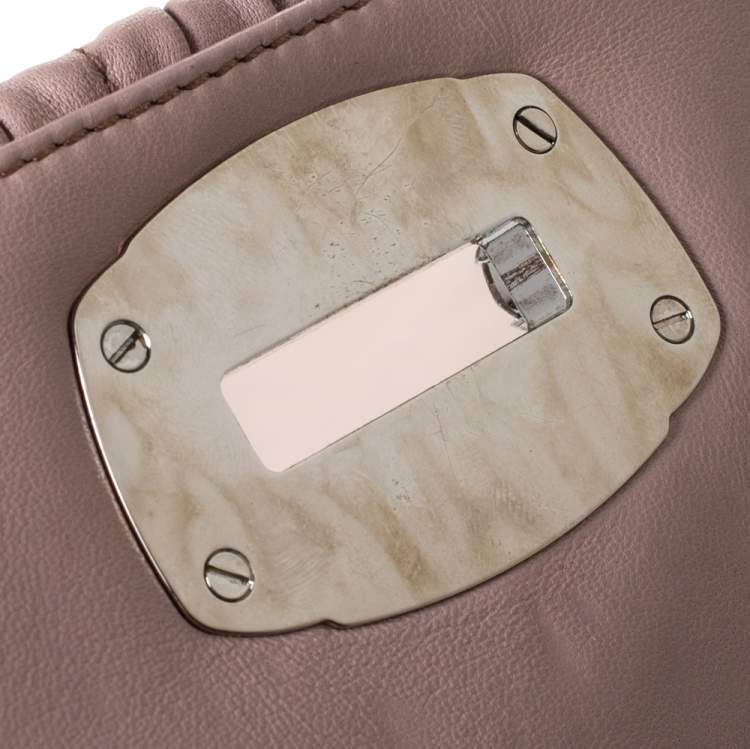 Pre Owned Miu Miu Pink Matelassé Leather Crystal Flap Shoulder Bag