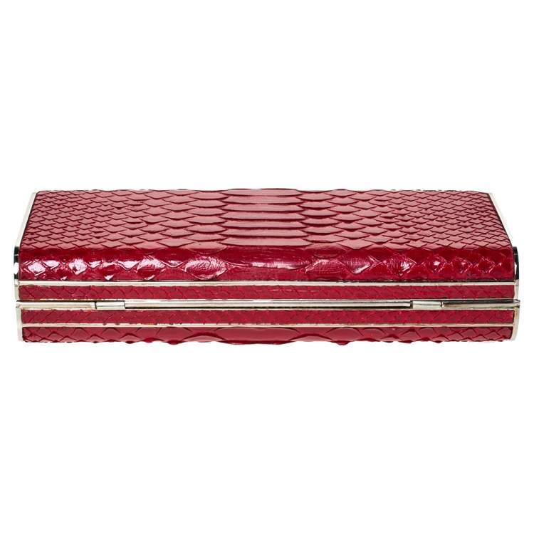 Pre Owned Miu Miu Red Python Box Chain Clutch