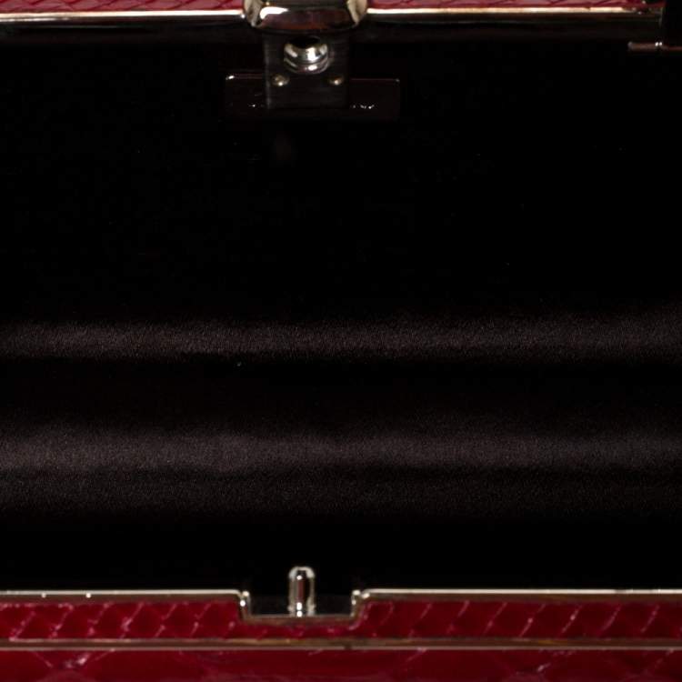 Pre Owned Miu Miu Red Python Box Chain Clutch