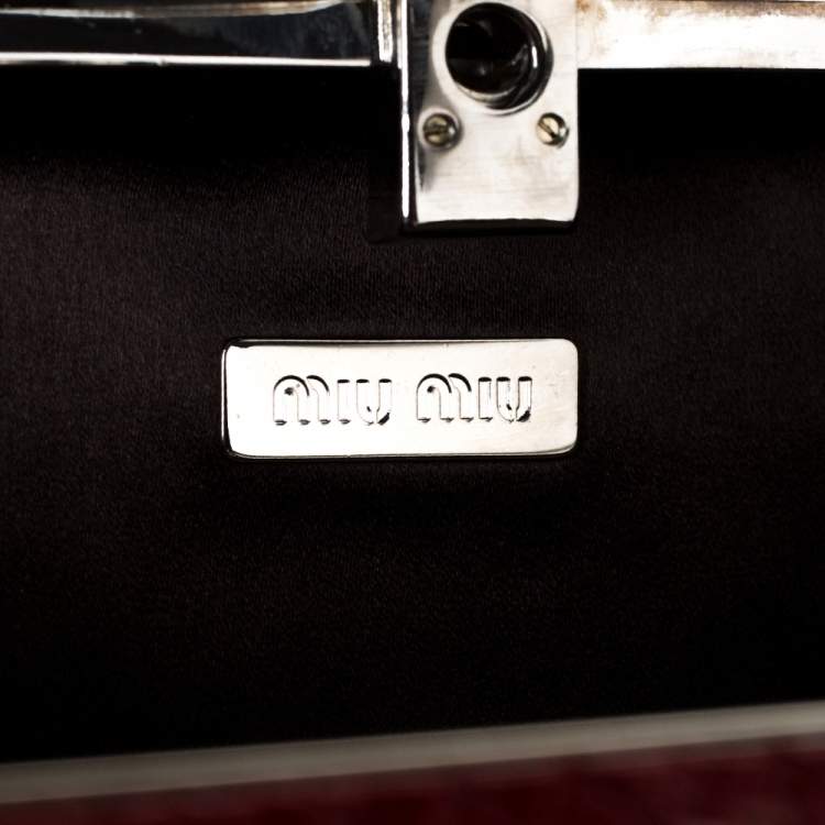 Pre Owned Miu Miu Red Python Box Chain Clutch