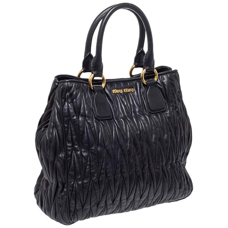 Pre Owned Miu Miu Black Matelasse Leather Satchel