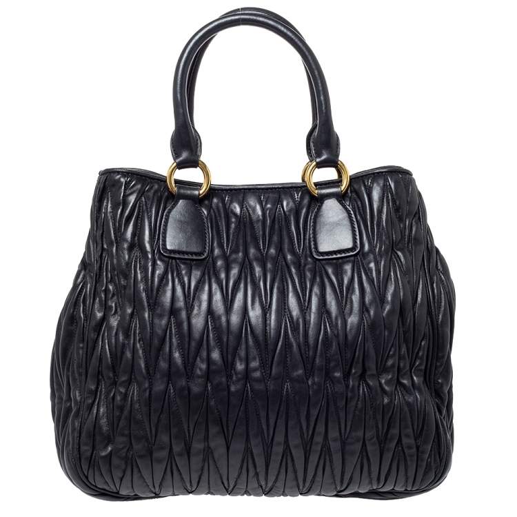 Pre Owned Miu Miu Black Matelasse Leather Satchel