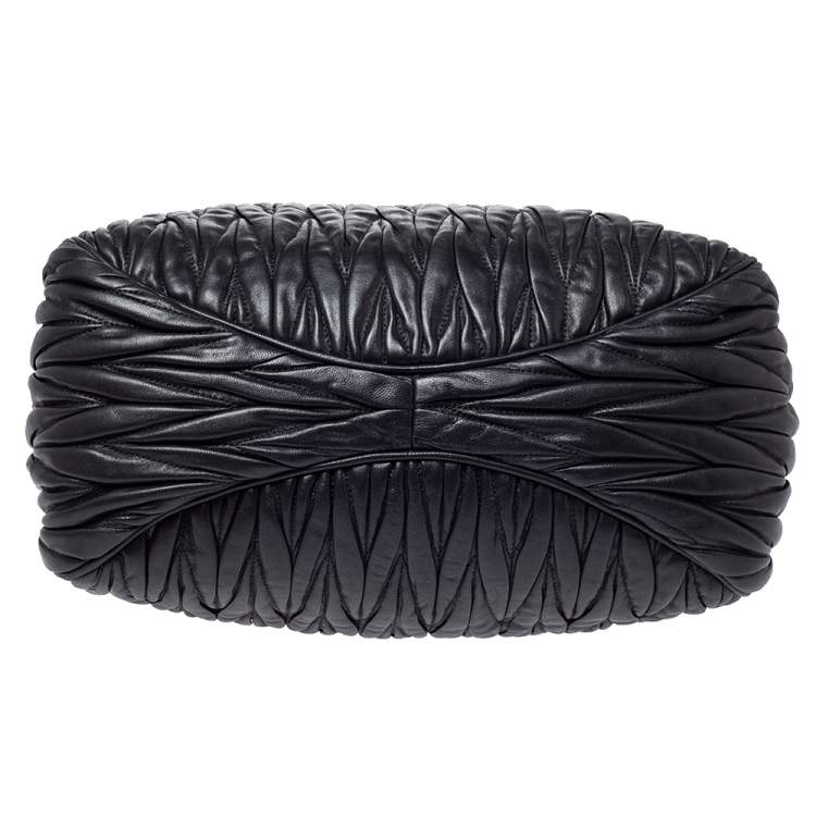 Pre Owned Miu Miu Black Matelasse Leather Satchel