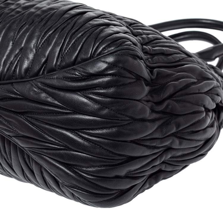 Pre Owned Miu Miu Black Matelasse Leather Satchel