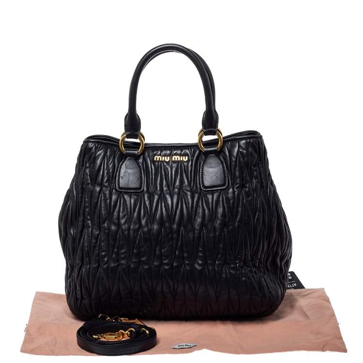 Pre Owned Miu Miu Black Matelasse Leather Satchel