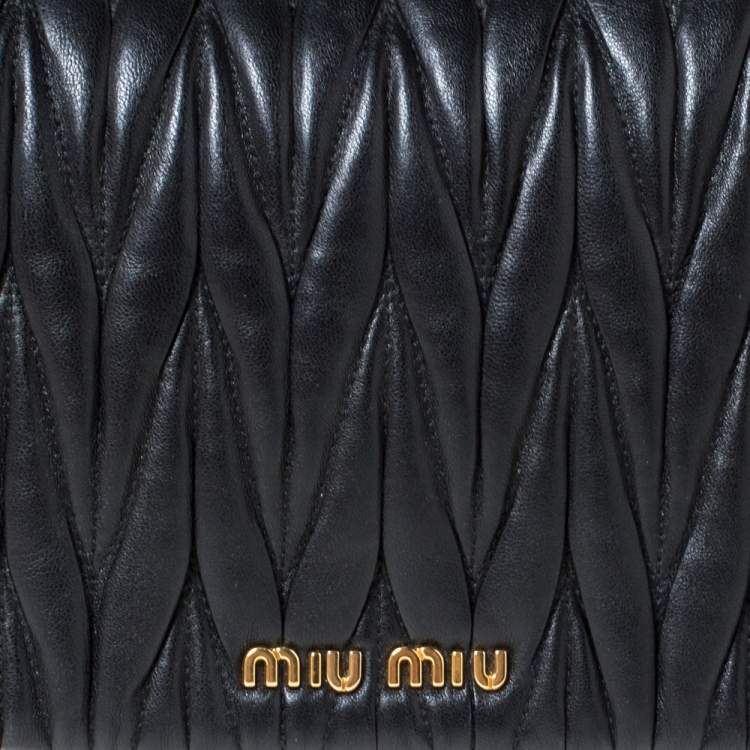 Pre Owned Miu Miu Black Matelasse Leather Flap Shoulder Bag