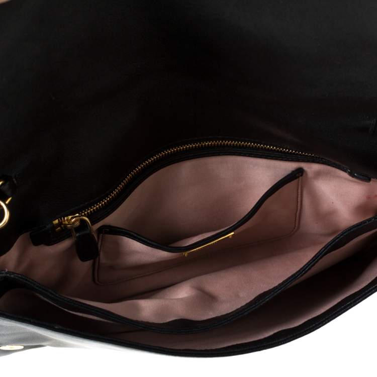 Pre Owned Miu Miu Black Matelasse Leather Flap Shoulder Bag