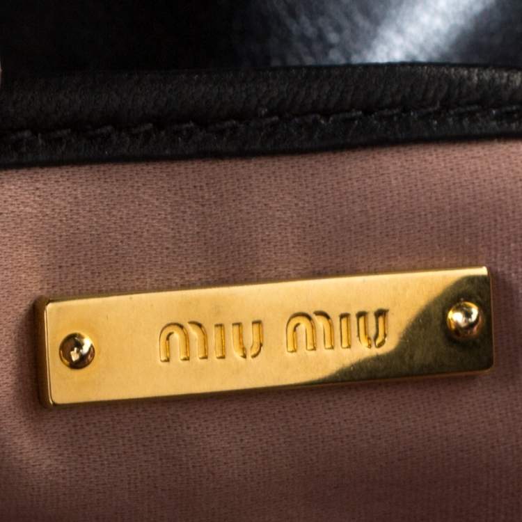Pre Owned Miu Miu Black Matelasse Leather Flap Shoulder Bag