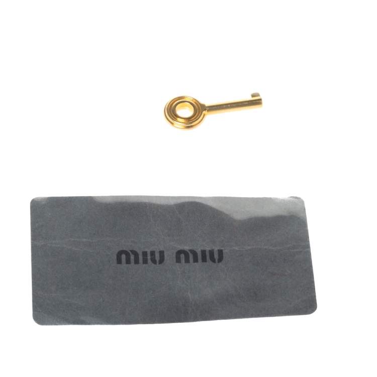 Pre Owned Miu Miu Beige Vitello Leather Flap Satchel 