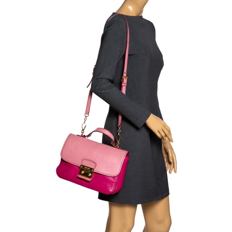 Miu Miu Madras Bicolor Pink and Fuchsia Handbag Leather ref.548776 - Joli  Closet