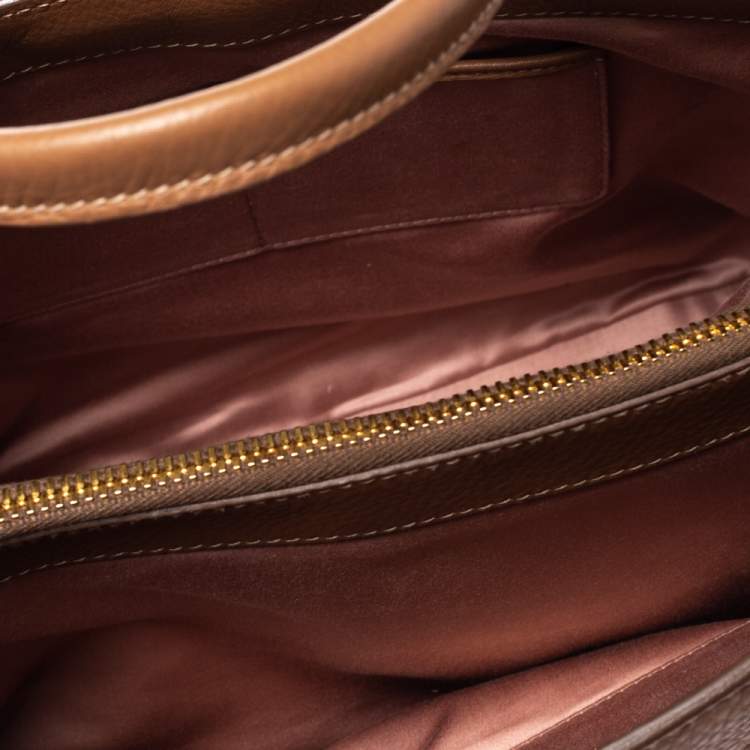 Pre Owned Miu Miu Brown Vitello Leather Zipped Tote