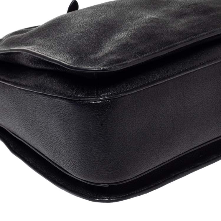 Pre Owned Miu Miu Black Leather Large Madras Tote 