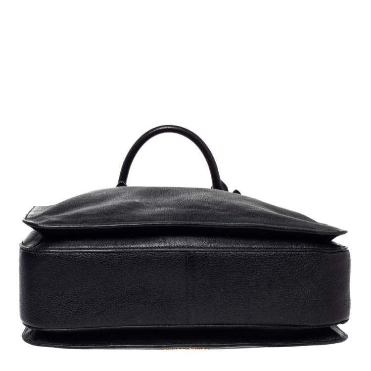 Pre Owned Miu Miu Black Leather Large Madras Tote 