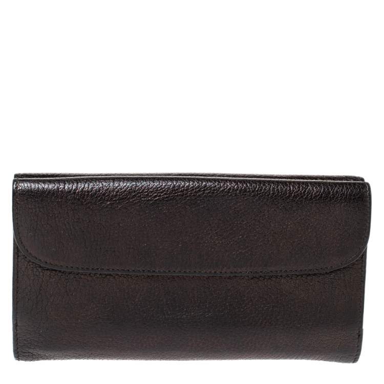 Pre Owned Miu Miu Black Leather Madras Flap Wallet