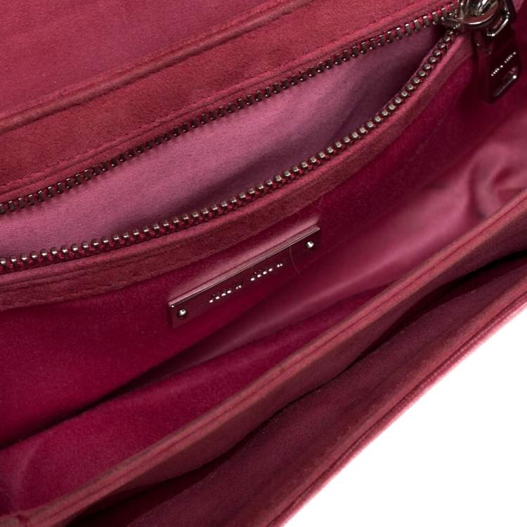 Pre Owned Miu Miu Pink Matelassé Velvet Small Club Shoulder Bag