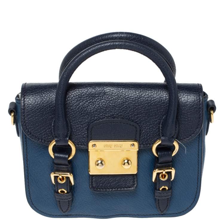Miu Miu Blue Leather Madras Flap Crossbody Bag Miu Miu | The Luxury Closet