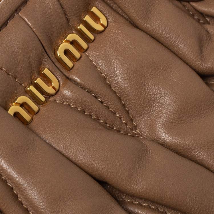 Pre Owned Miu Miu Brown Matelasse Leather Zip Satchel