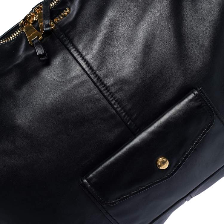 Pre Owned Miu Miu Black Leather Biker Cloud Hobo