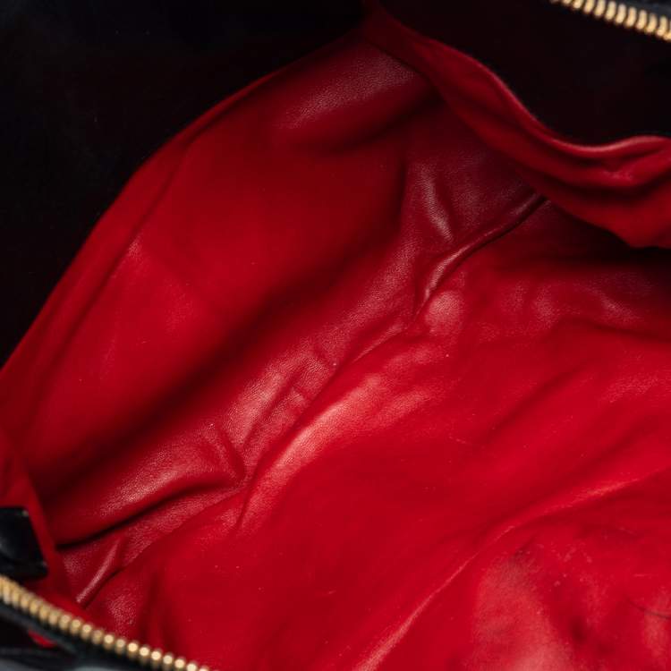 Pre Owned Miu Miu Black Leather Biker Cloud Hobo