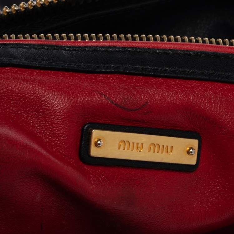 Pre Owned Miu Miu Black Leather Biker Cloud Hobo