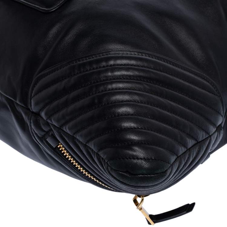 Pre Owned Miu Miu Black Leather Biker Cloud Hobo