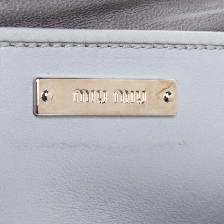 Pre Owned Miu Miu Grey Matelasse Leather Medium Club Shoulder Bag