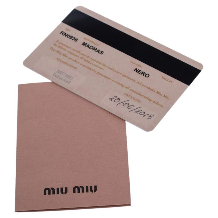 Pre Owned Miu Miu Black Madras Leather Studded Handle Tote
