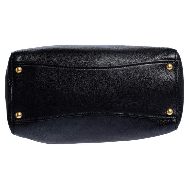 Pre Owned Miu Miu Black Madras Leather Studded Handle Tote