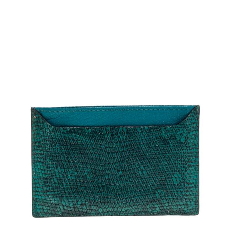 Pre Owned Miu Miu Green Lizard Card Holder 