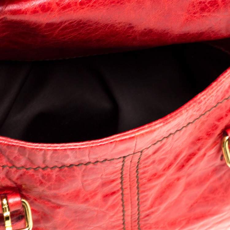 Pre Owned Miu Miu Red Vitello Lux Leather Frame Top Handle Bag