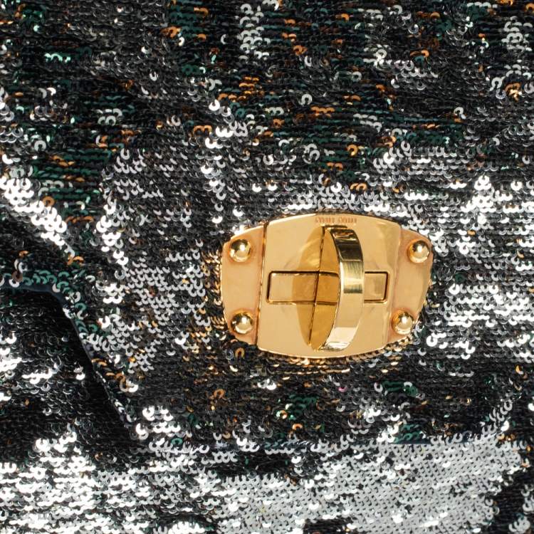 Pre Owned Miu Miu Multicolor Paillette Sequins Turnlock Top Handle Bag