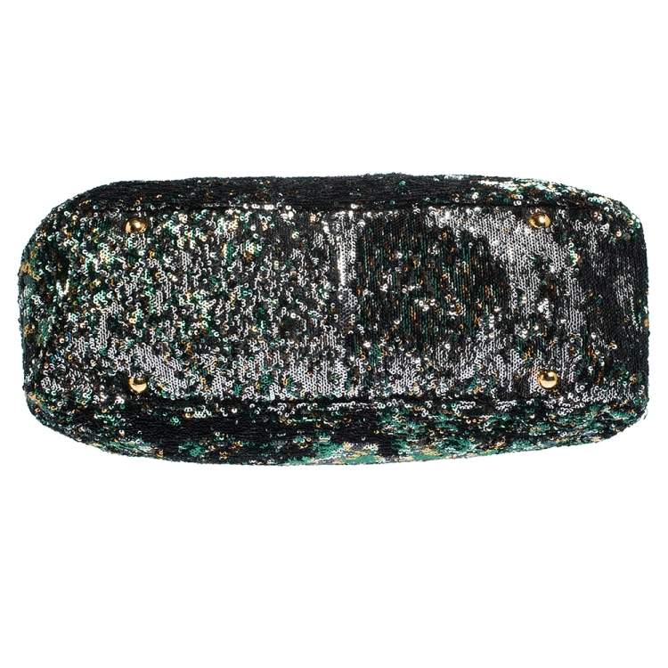 Pre Owned Miu Miu Multicolor Paillette Sequins Turnlock Top Handle Bag