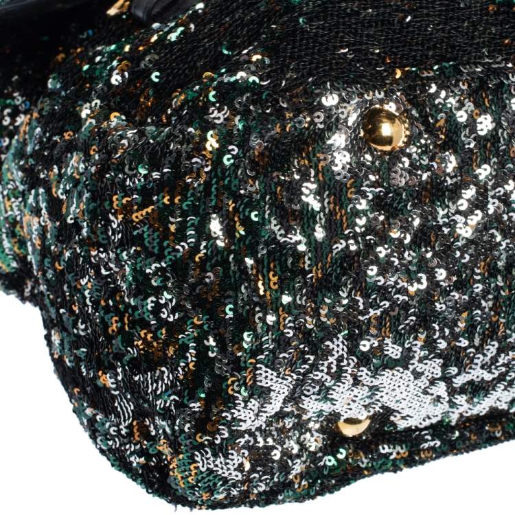 Pre Owned Miu Miu Multicolor Paillette Sequins Turnlock Top Handle Bag