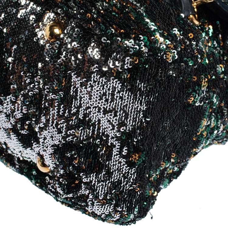 Pre Owned Miu Miu Multicolor Paillette Sequins Turnlock Top Handle Bag