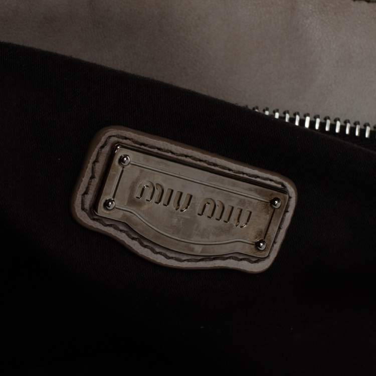 Pre Owned Miu Miu Cream/Old Rose Matelassé Leather Turn Lock Tote