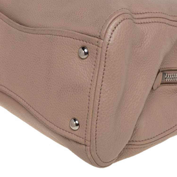 Pre Owned Miu Miu Beige Vitello Phenix Leather Zip Shopper Tote